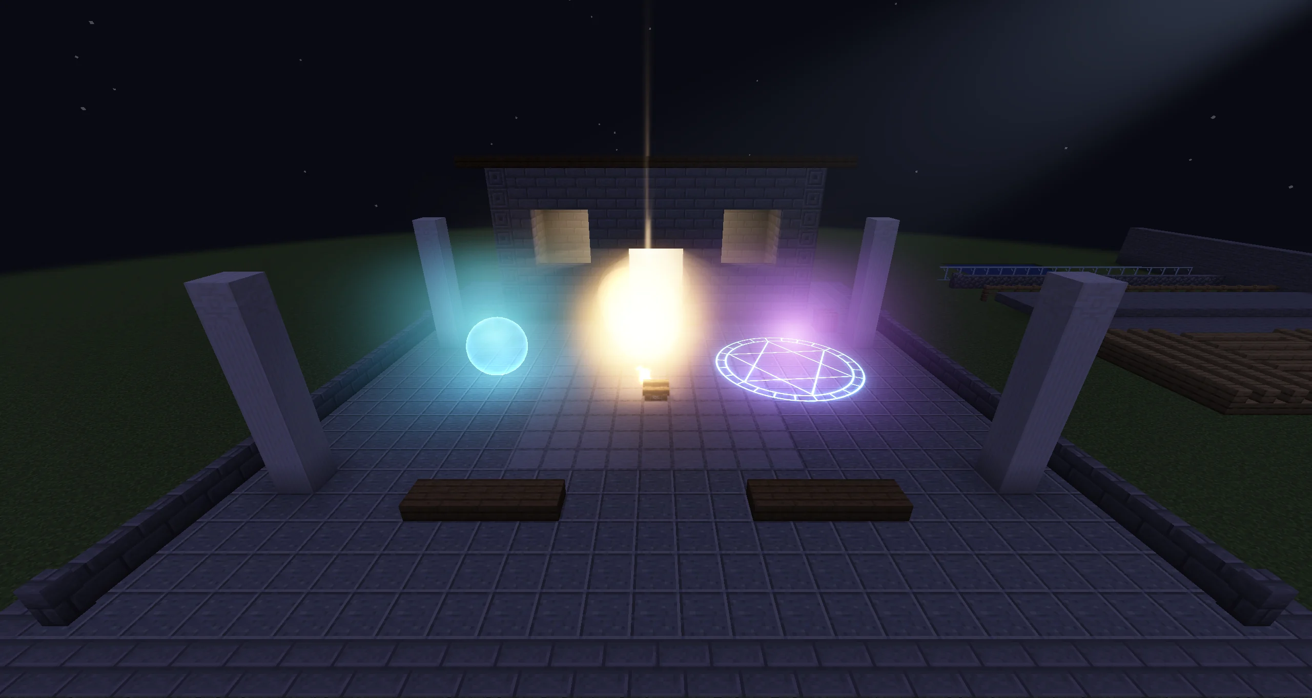 A night square lit only by Photon lights