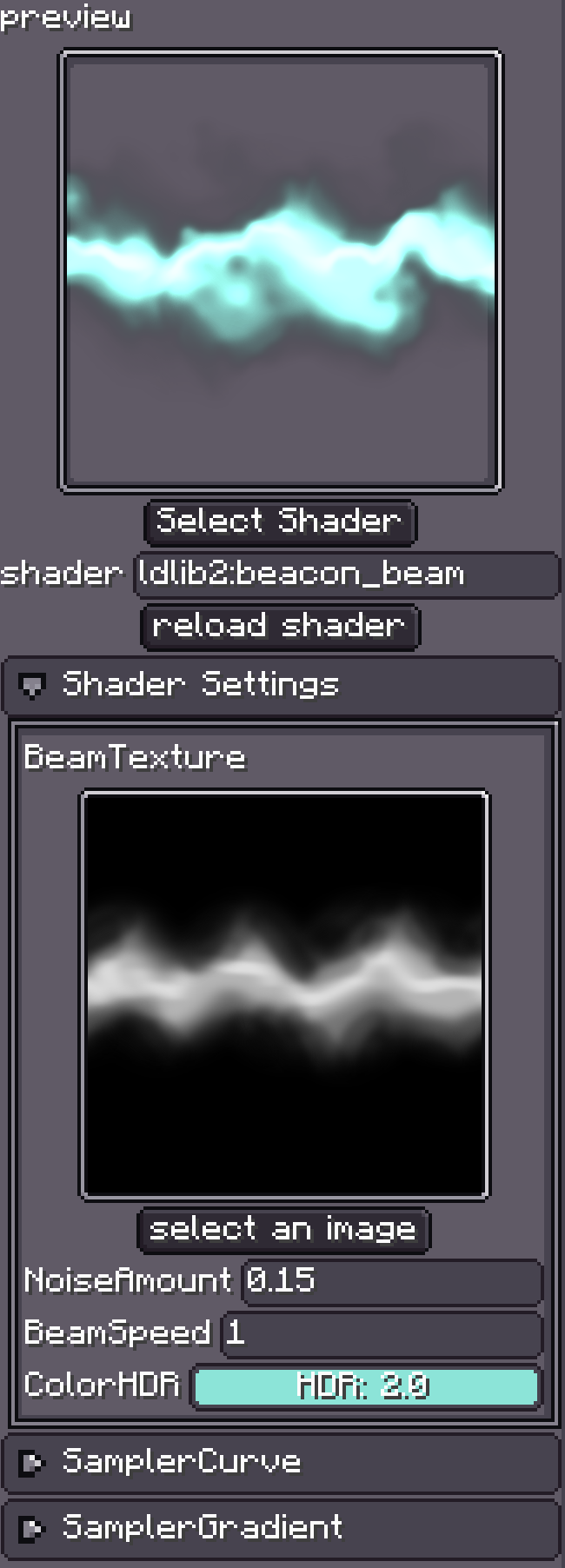 Shader material inspector