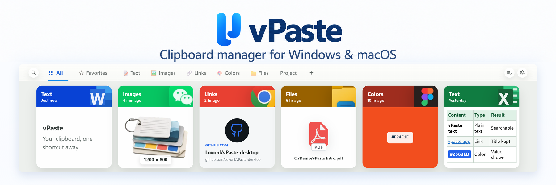 vPaste — Clipboard manager for Windows & macOS