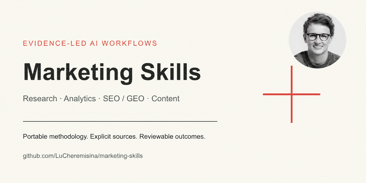Marketing Skills — research, analytics, SEO/GEO and content