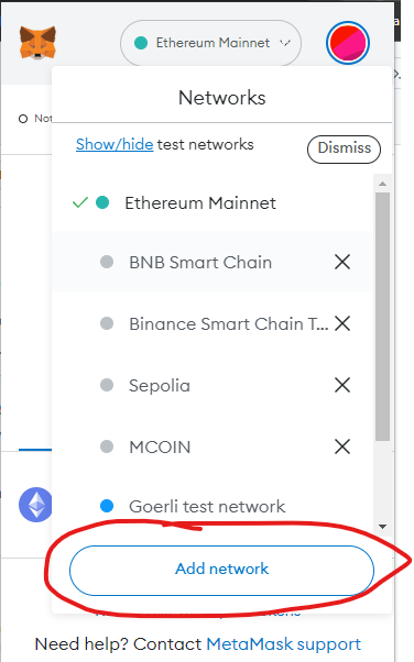 Click Add Network button 