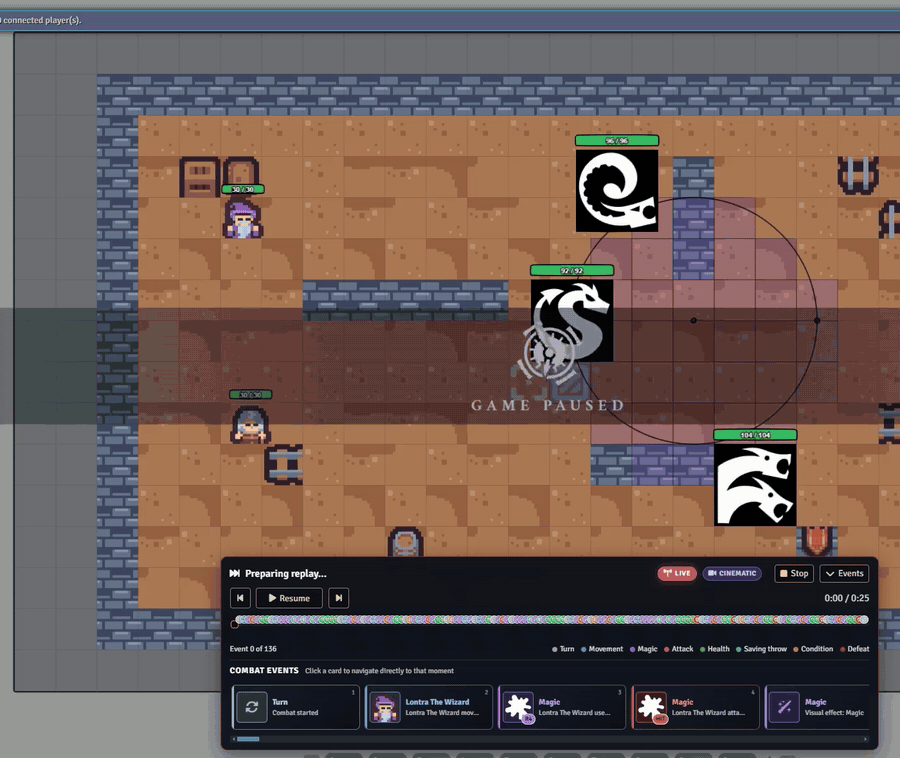 Battle Replay reconstructing a recorded combat