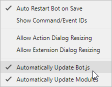 Enable auto update bot.js
