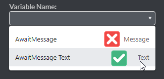 You need to store the message info after storing the variable in Await Response action