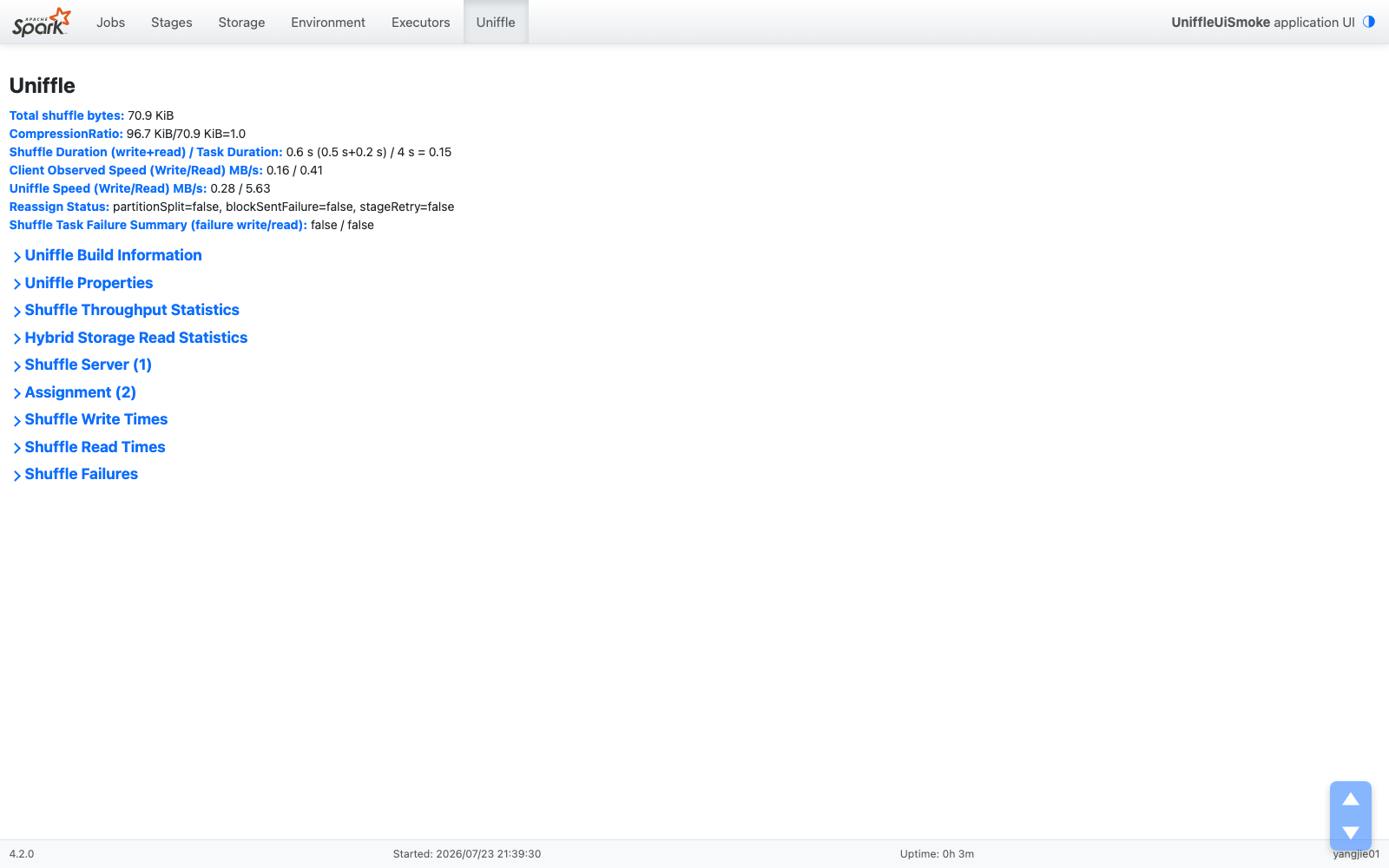 Uniffle tab default view on Spark 4.2.0