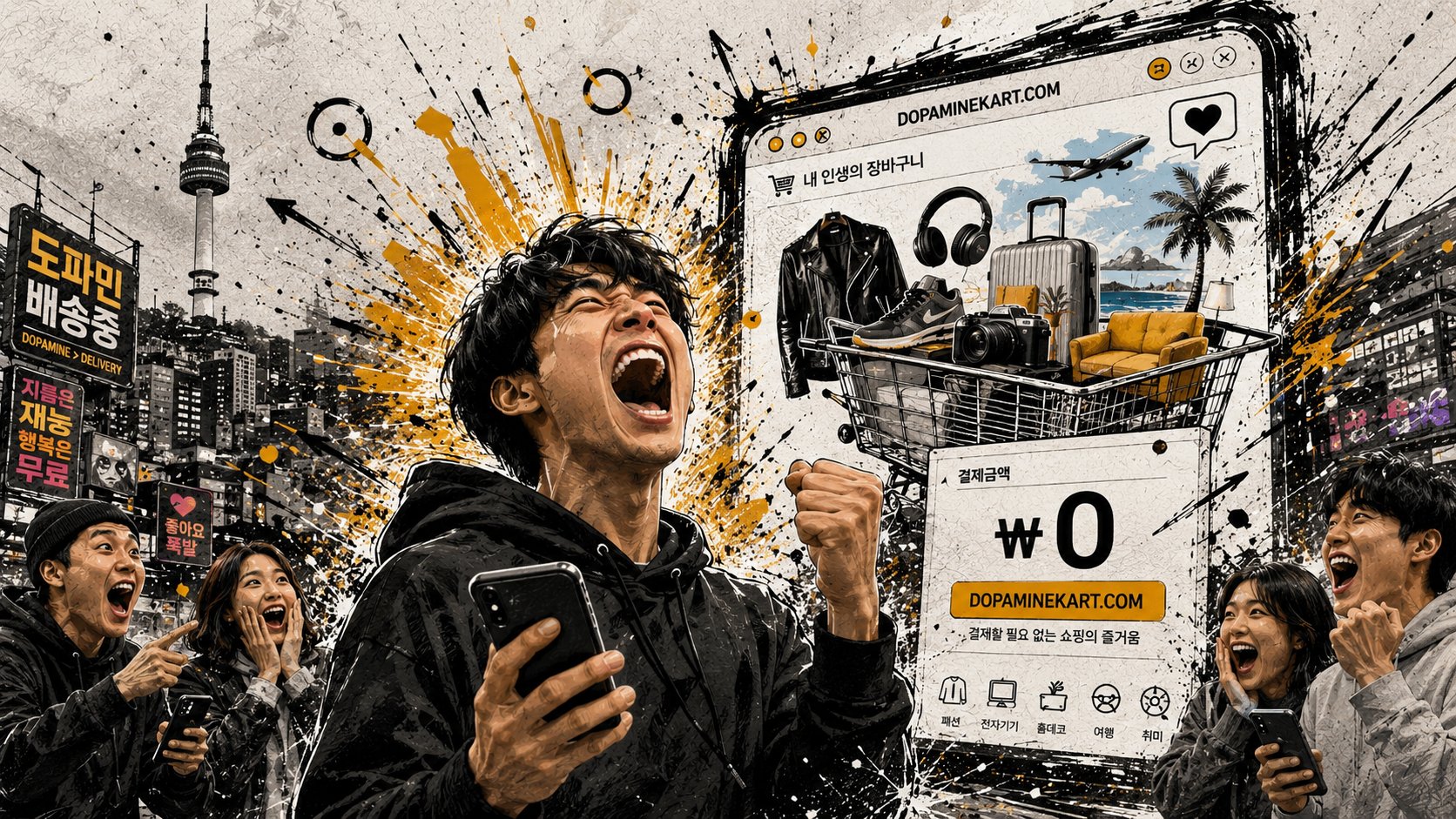 Man celebrating DopamineKart checkout