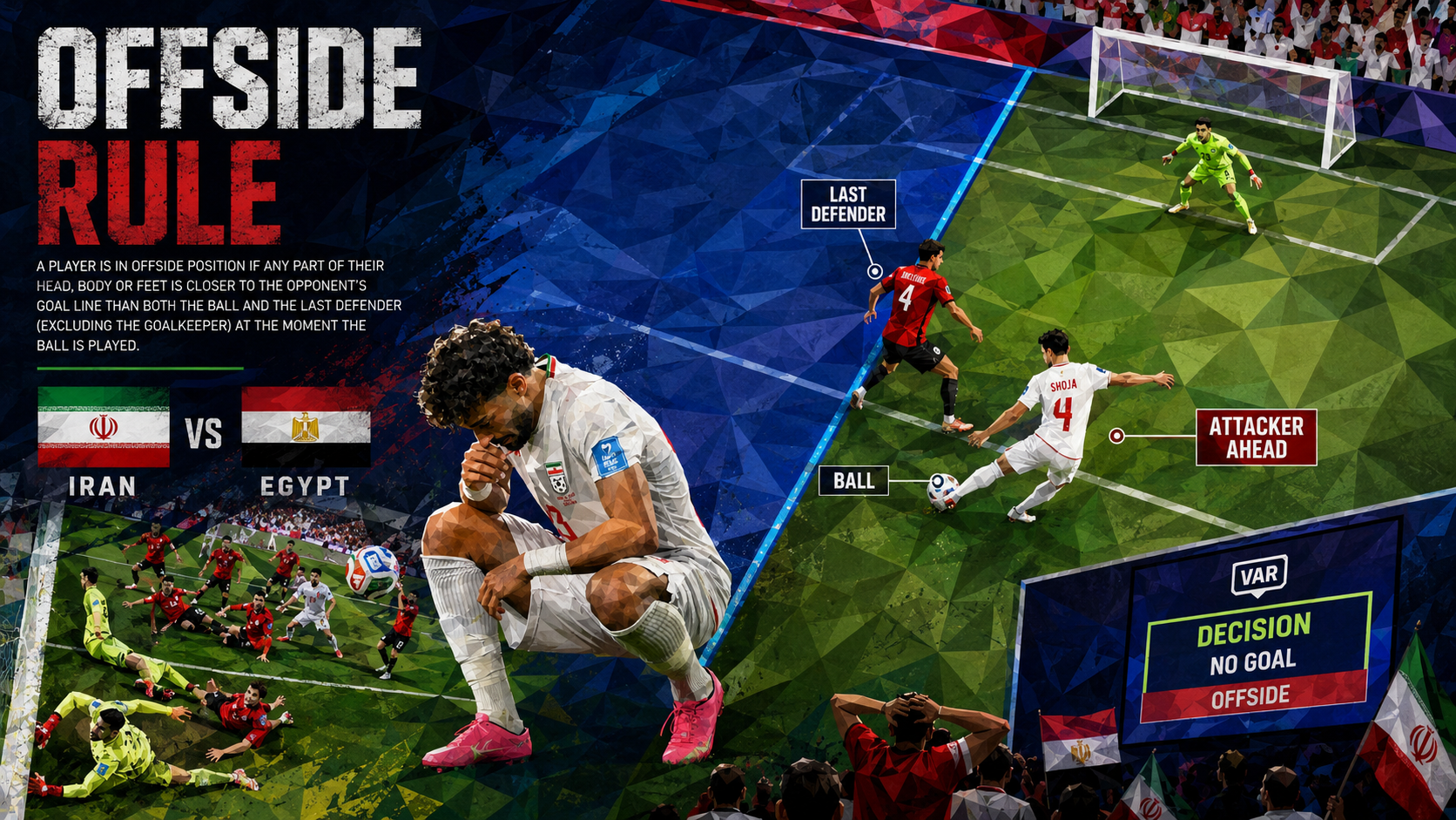 Offside rule infographic — Iran vs Egypt World Cup 2026
