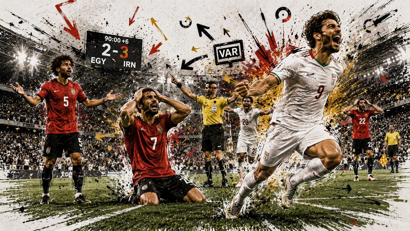Iran players celebrate the goal moments before VAR intervenes