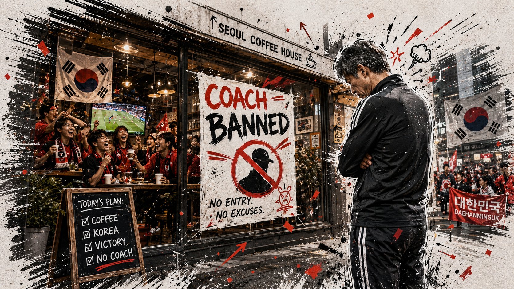 Coffee shop banned sign South Korea World Cup 2026