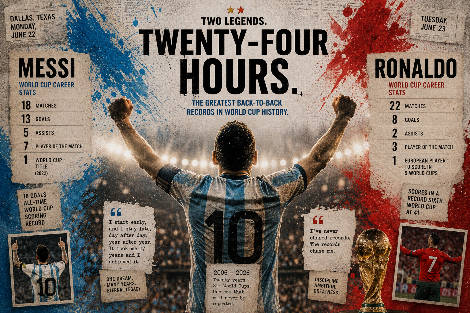 Messi and Ronaldo break World Cup records 24 hours apart