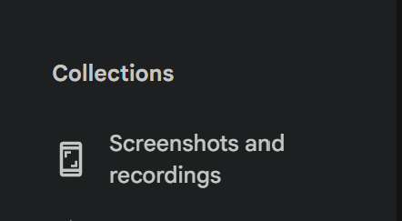 Google Photos — Collections → Screenshots and recordings