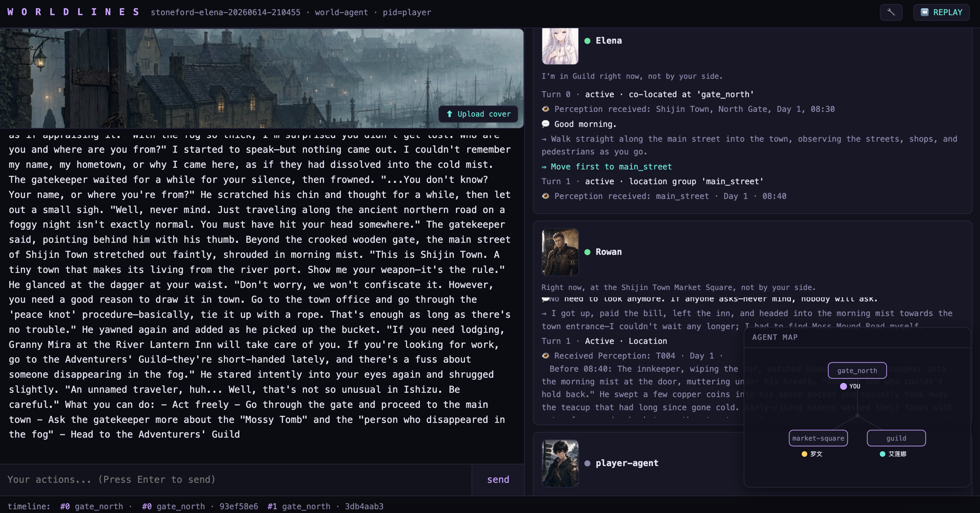 WorldLines — the multi-agent village, live