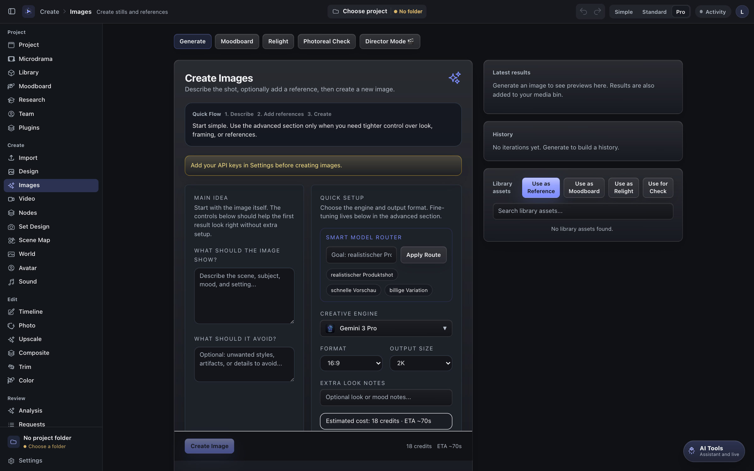 Image generation workspace