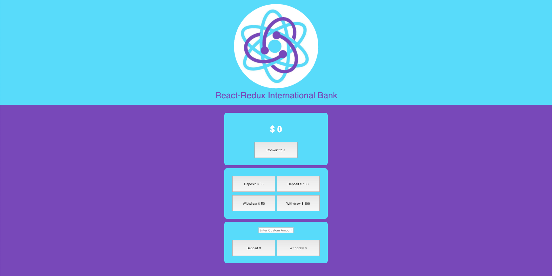 React-Redux Bank Screenshot