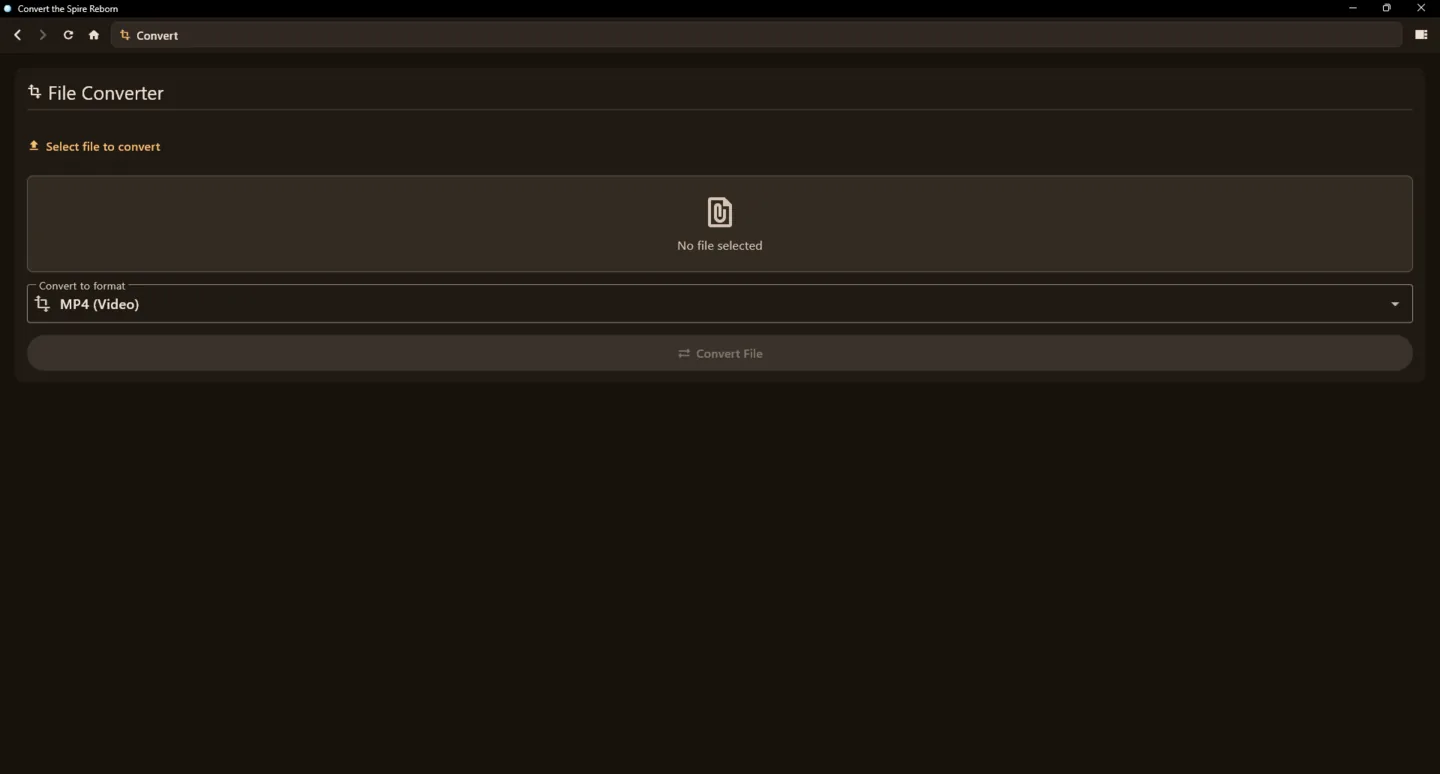 Convert files between the supported media types