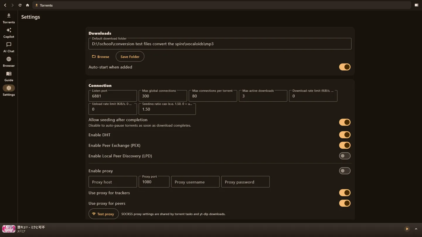 Full torrent settings