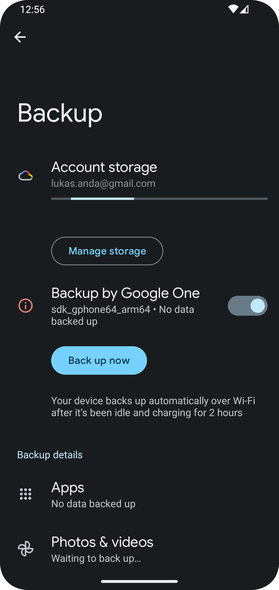 Google backup set up correctly