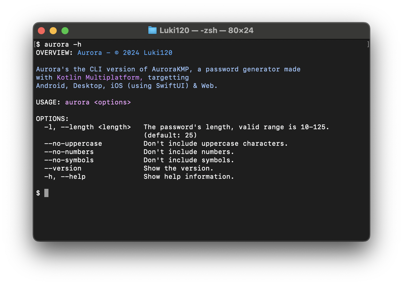 SwiftCLI screenshot