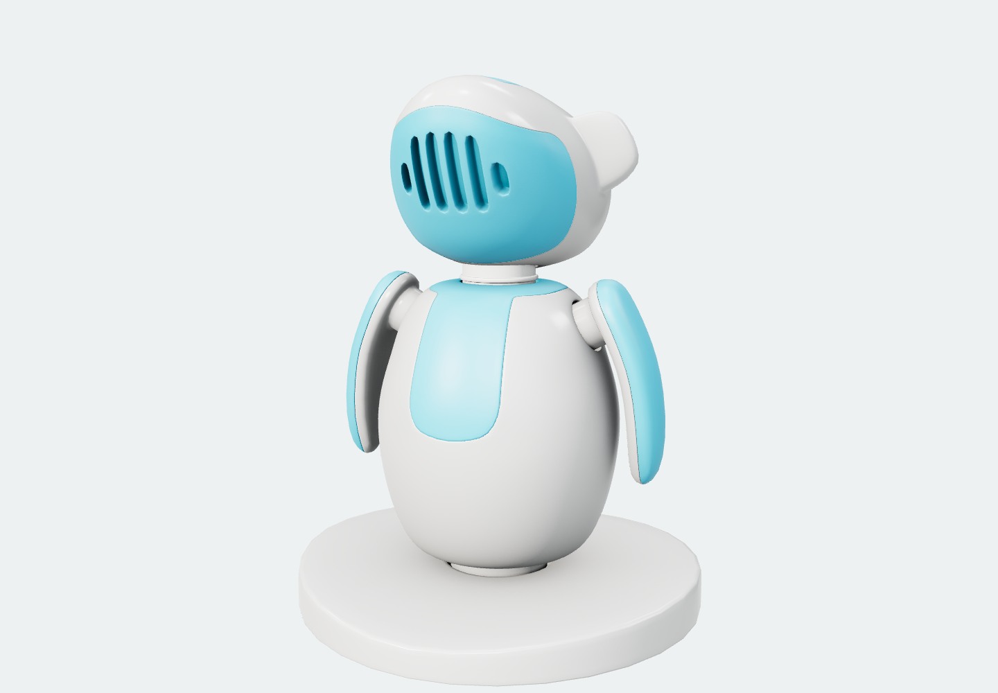 โมเดล Toy robot Domowik สีขาวฟ้าของ Annelida ในแกลเลอรี Three.js Lab Skills