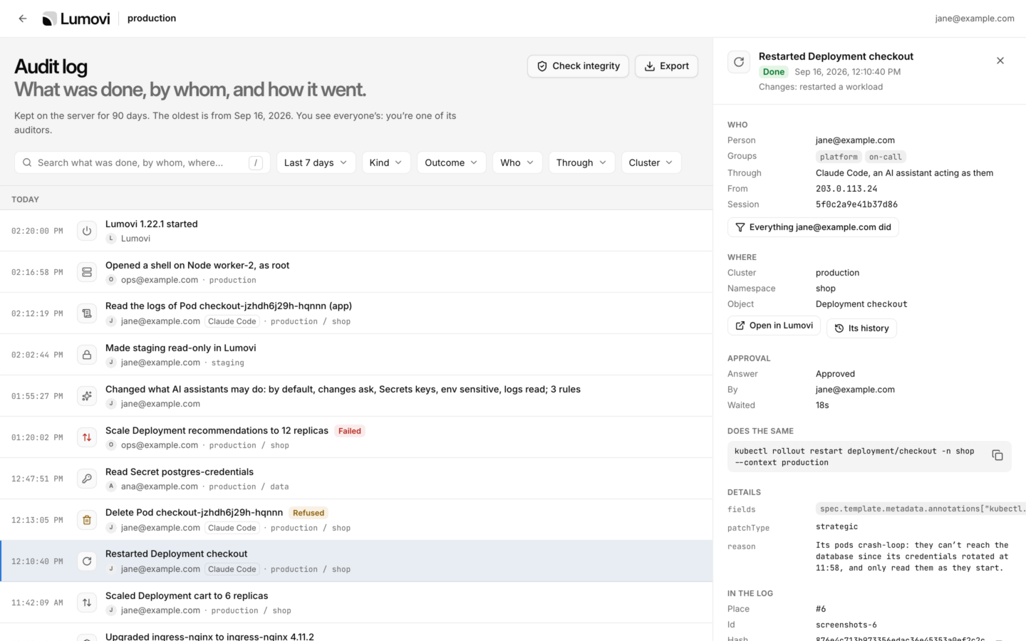 The audit log