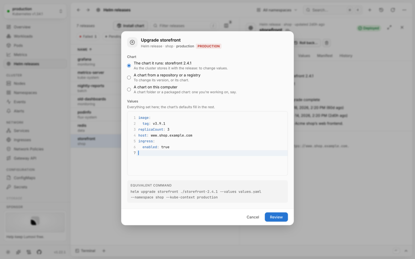 Upgrading a Helm release