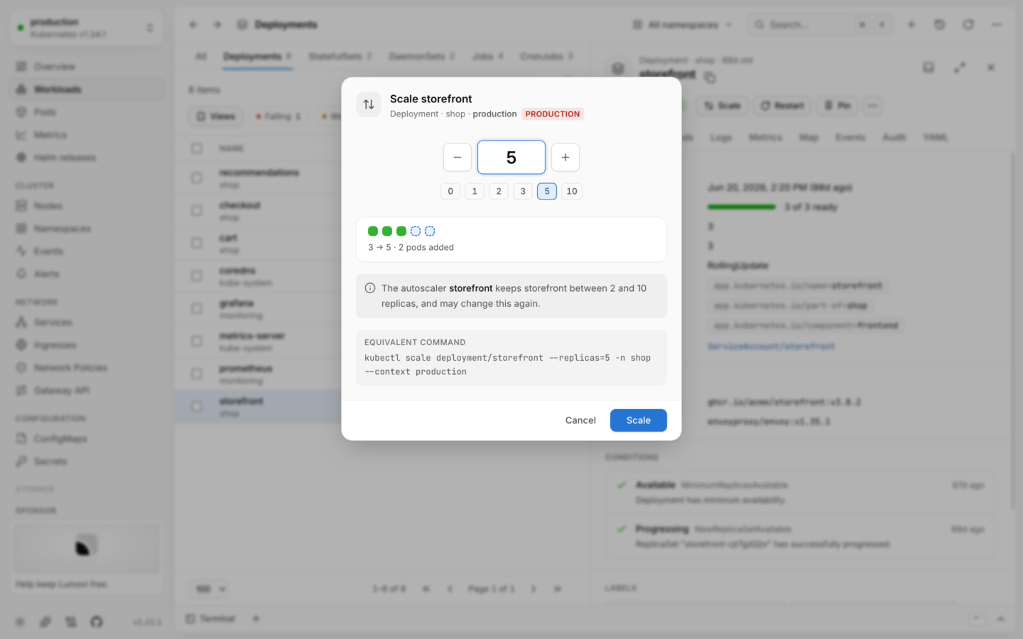 Scaling a deployment