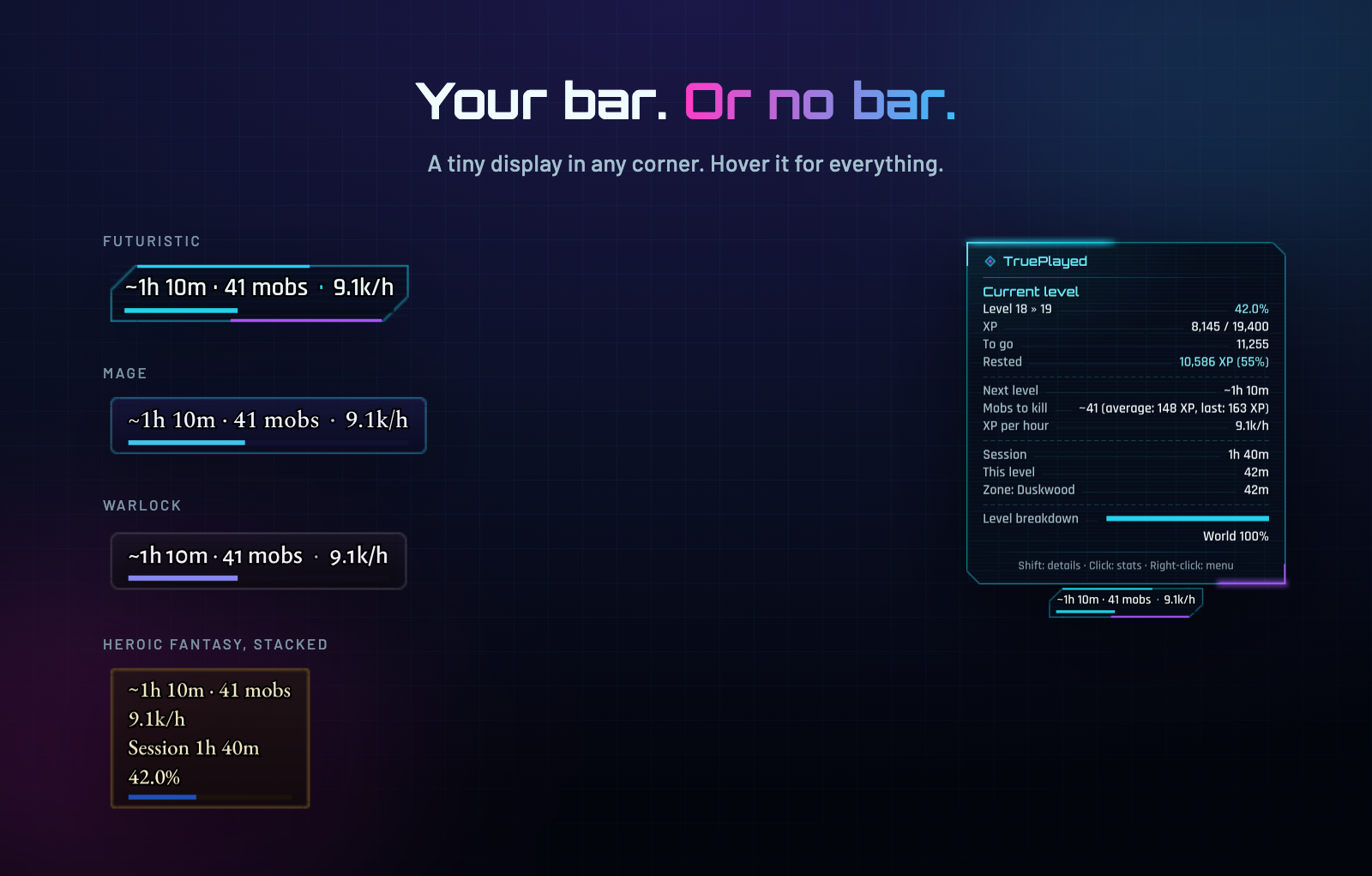 Your bar, or no bar.
