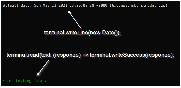 terminal.writeLine