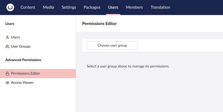 Advanced Permissions menu items in the sidebar of the Users section