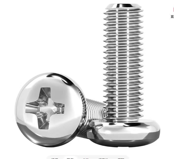 Reference photo of the intended shallow, gently domed round screw head for item 9 only