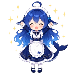 开心庆祝的鲸鱼娘