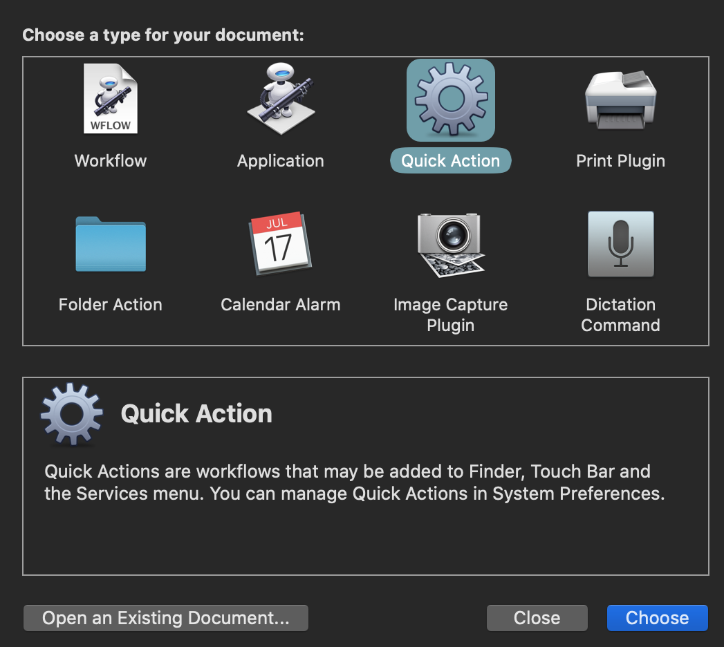 Select QuickAction