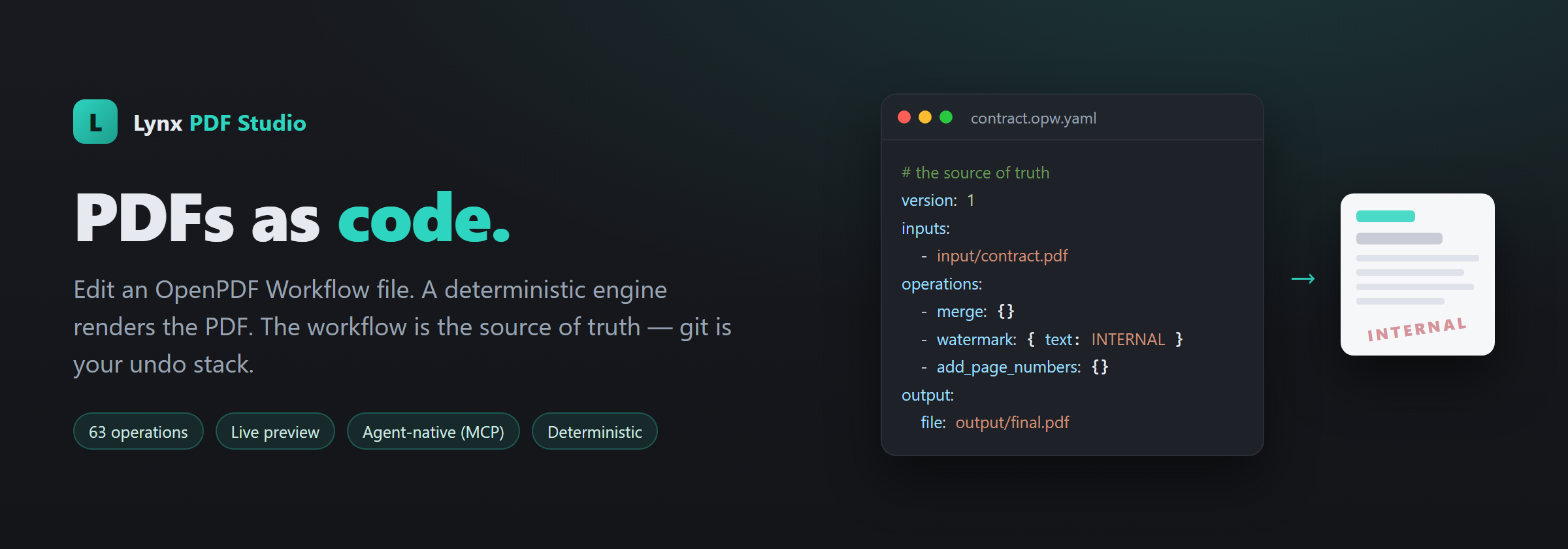 Lynx PDF Studio — PDFs as code