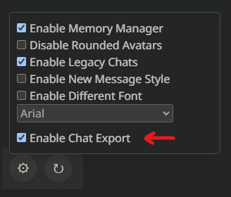 Chat Exporting Toggle