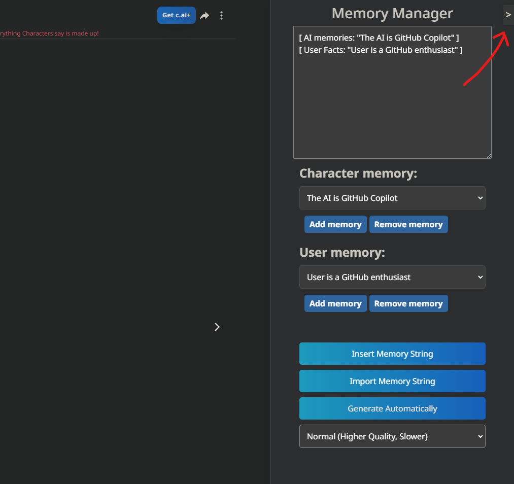 Memory Manager Button