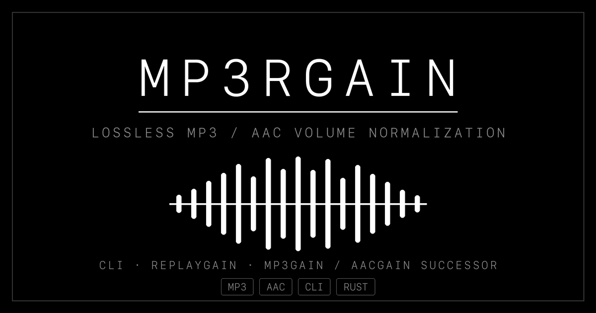 mp3rgain — lossless MP3/AAC volume normalization