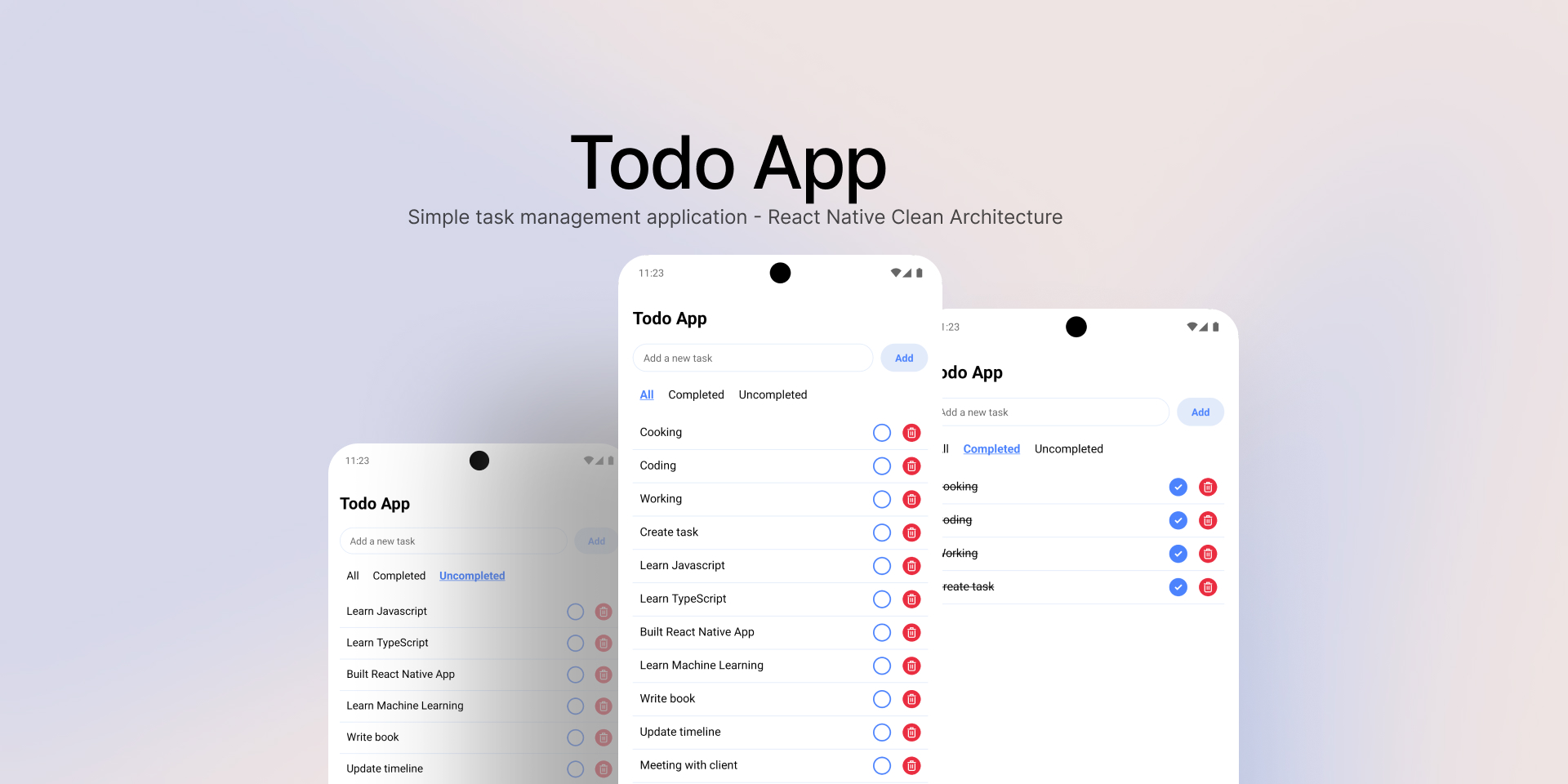 Screenshot of Todo App - Clean Architecture