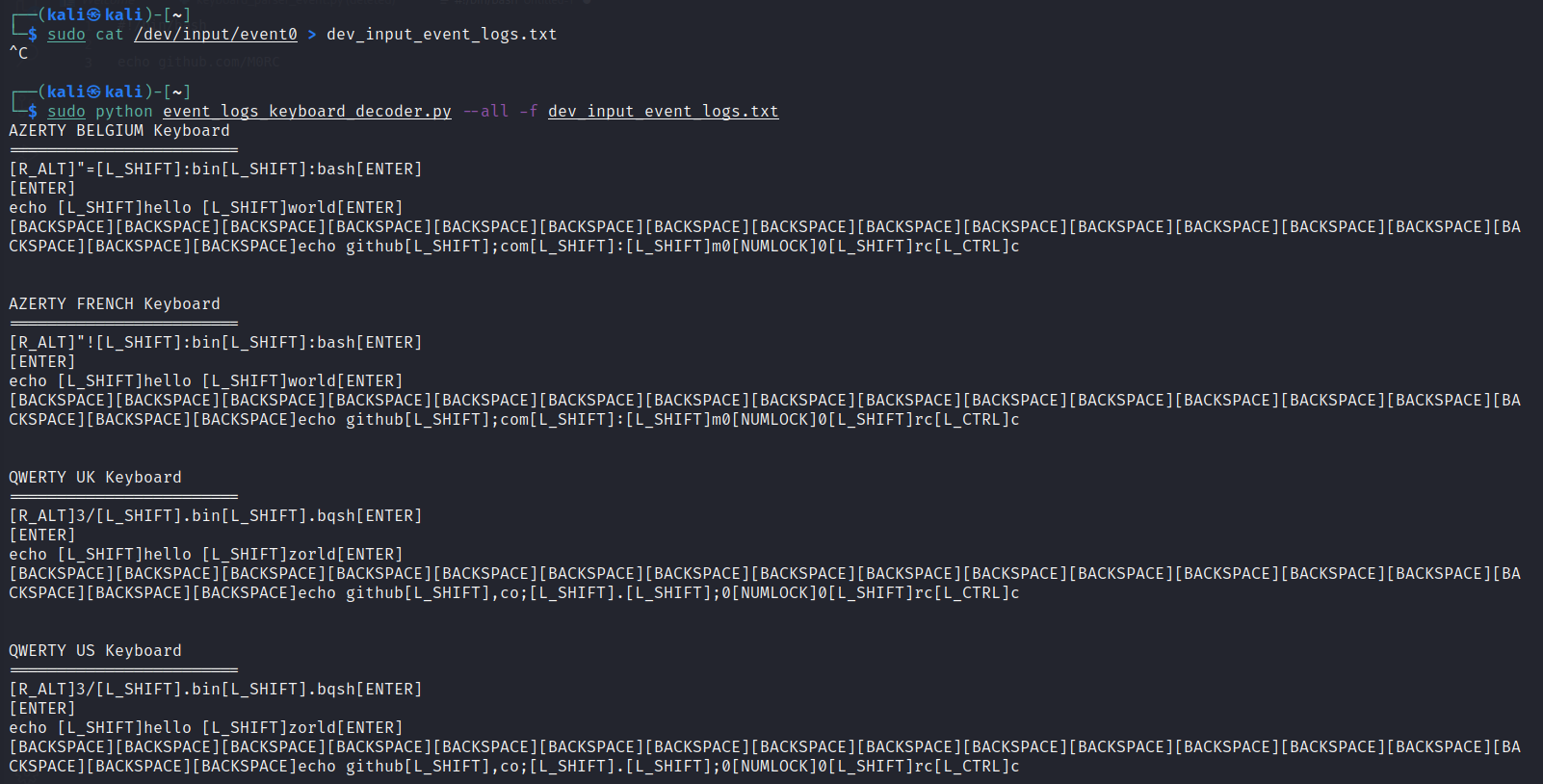 Github M0rclinuxeventlogskeyboarddecoder Keyboard Decoder For