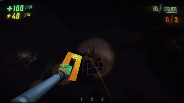 Yellow beam highlighting a medium object