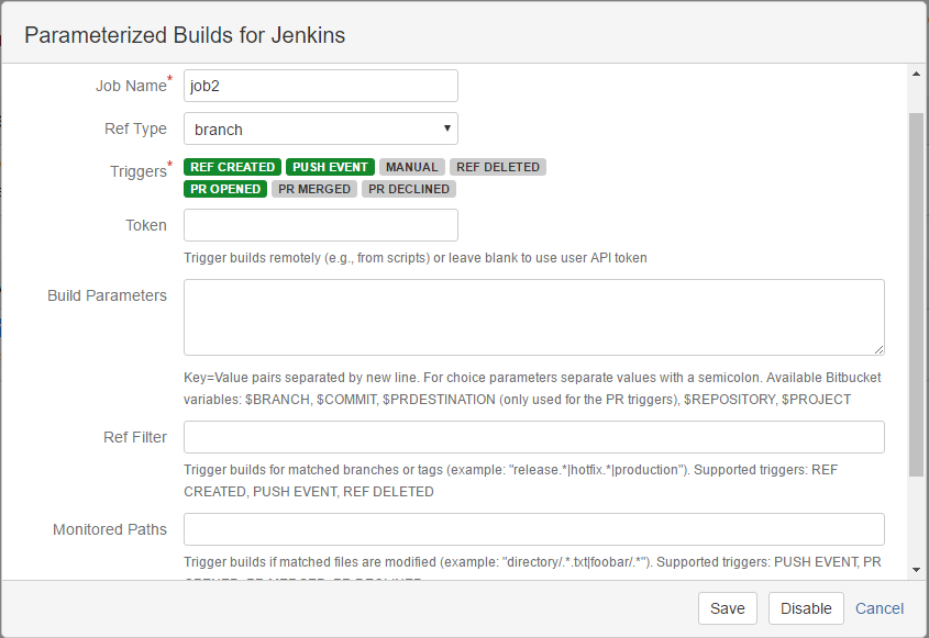 Jenkins hook settings