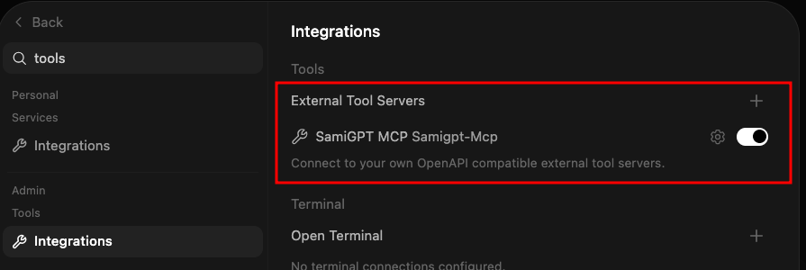 MCP connected on Open WebUI