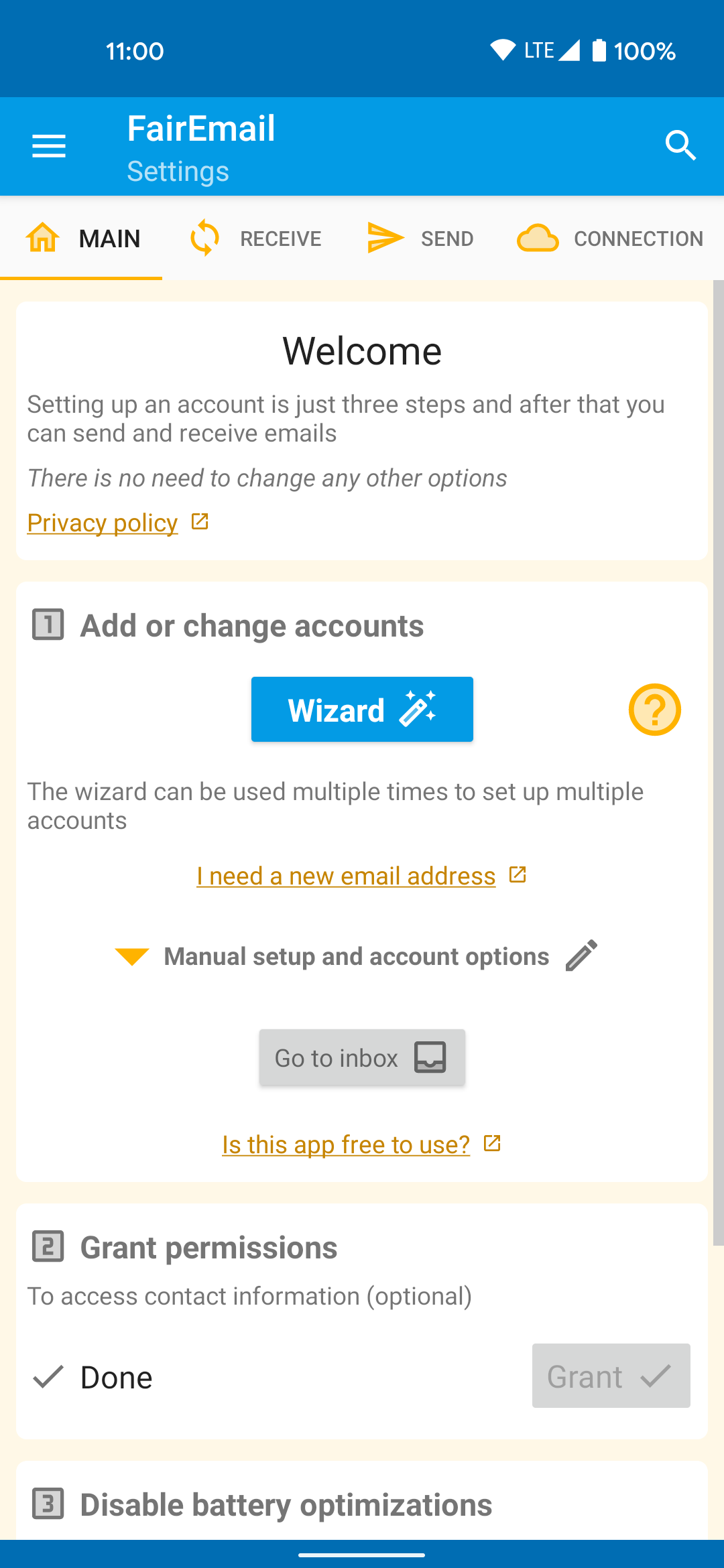 Screenshot 1 of FairEmail — opens full size