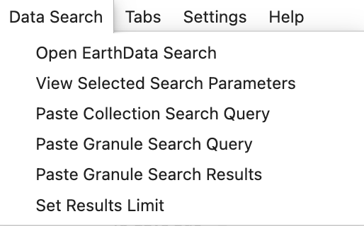 Data Search Menu
