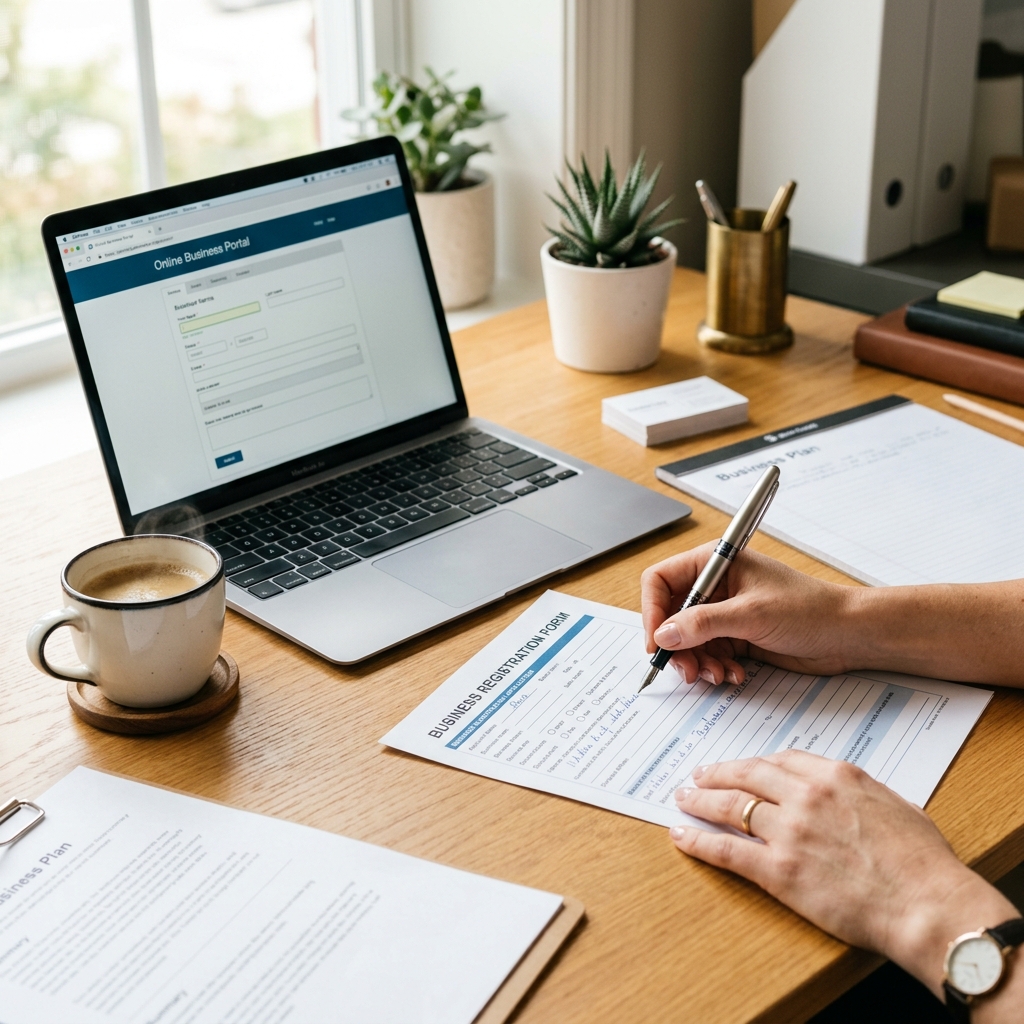 Filling out business registration form