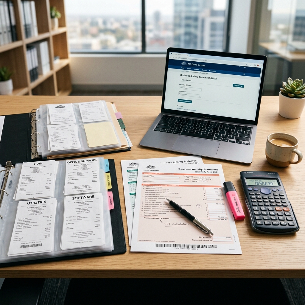 BAS preparation with quarterly forms and receipts