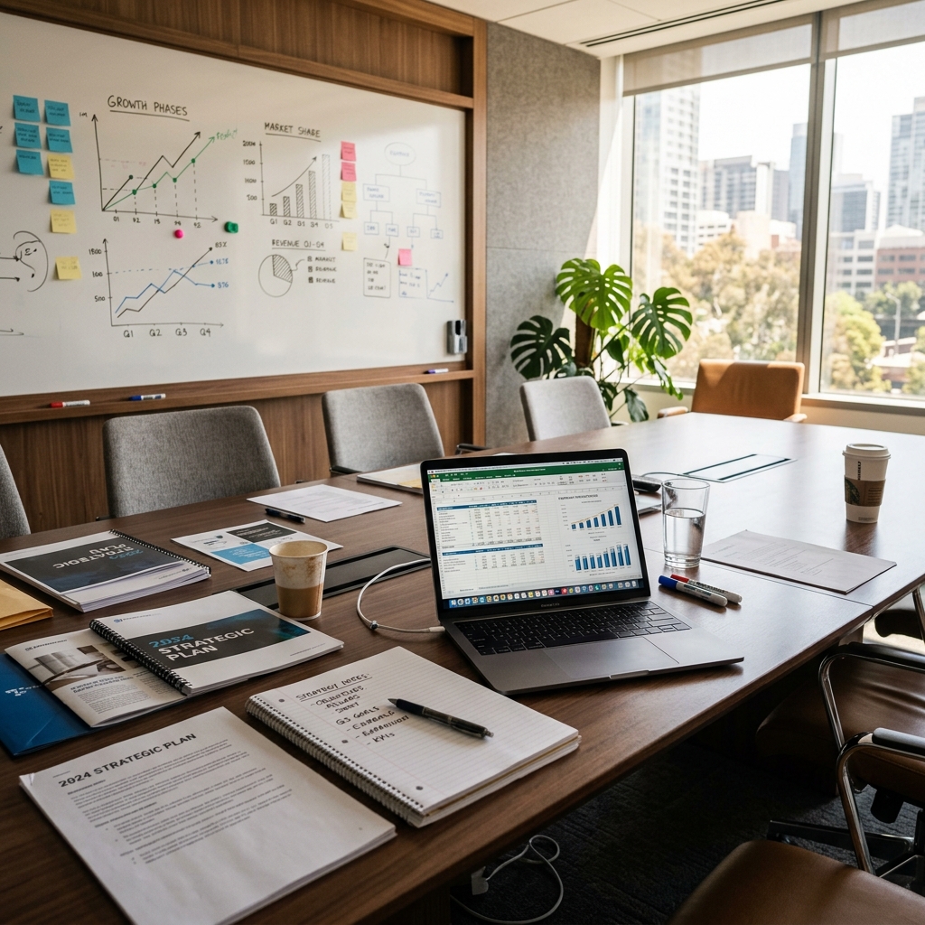 Business strategy planning with growth projections