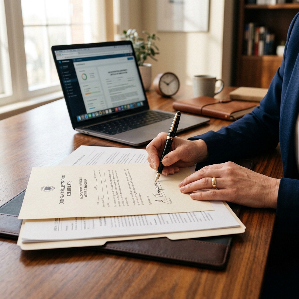 Signing corporate registration documents