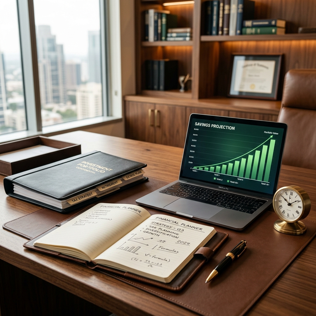 Tax planning and wealth strategy workspace
