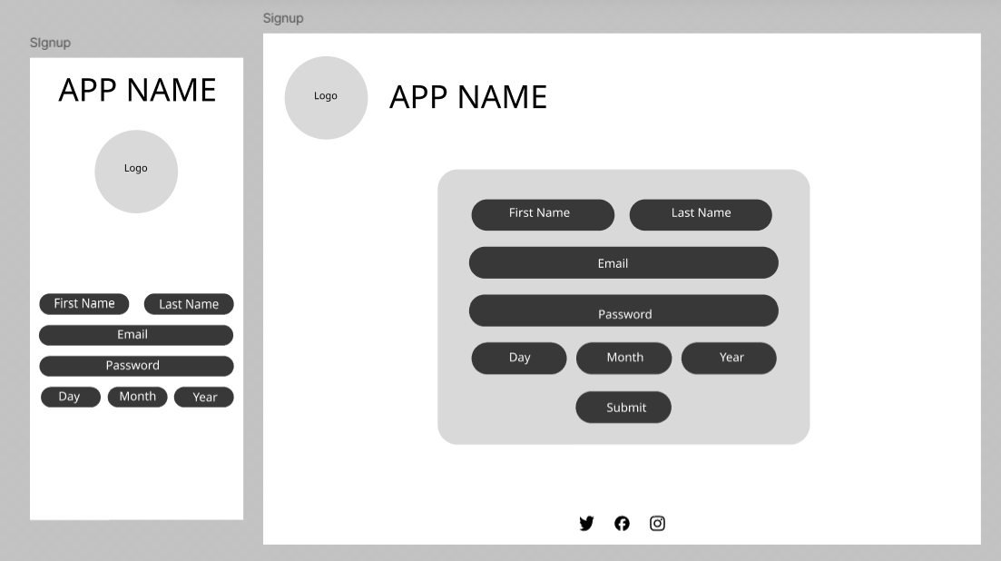 |Wireframes Sign Up Page