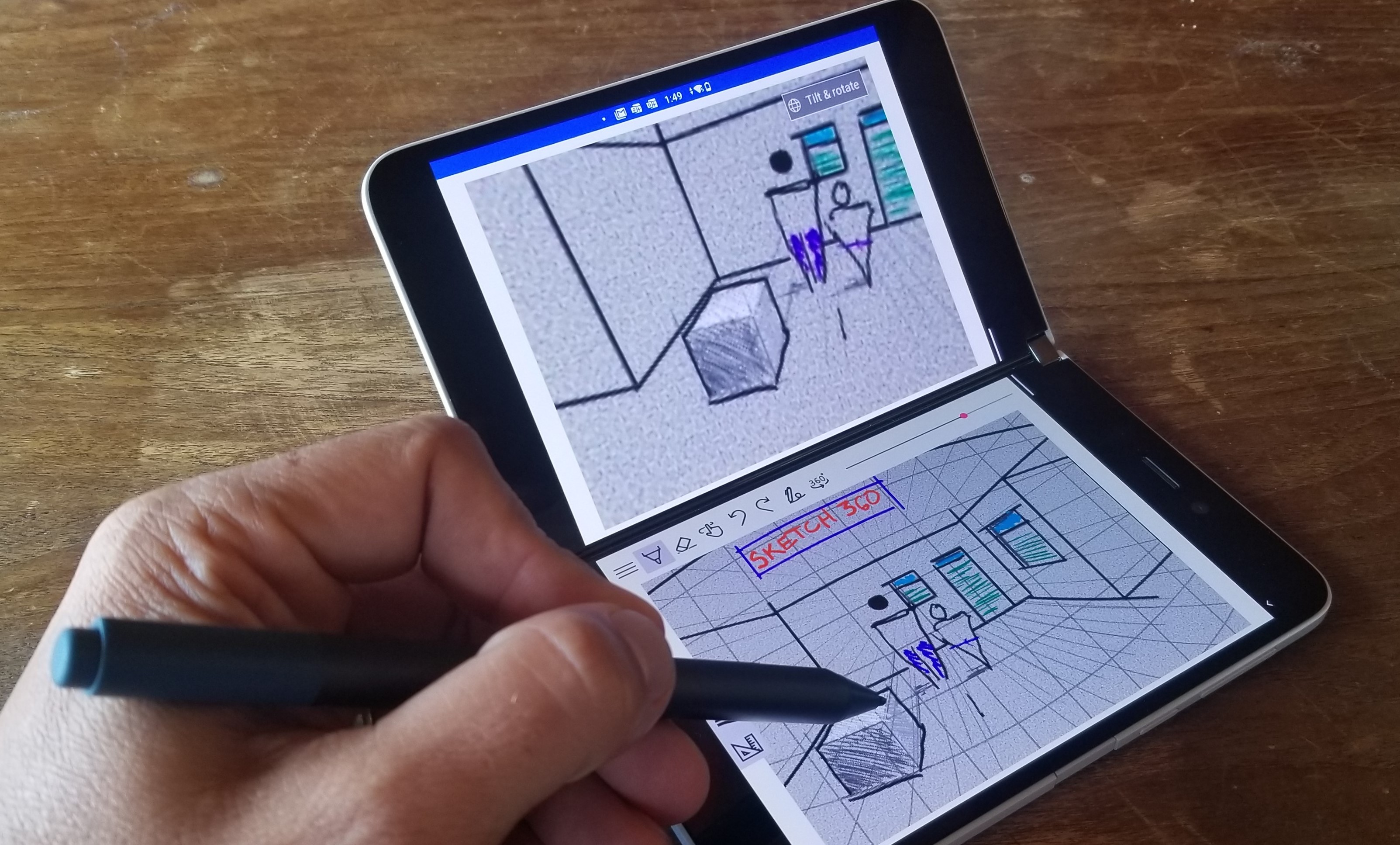 Sketch 360 on the Microsoft Surface Duo
